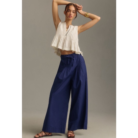 Maeve Pants - Anthropologie Maeve | Royal Blue Skirty Utility Wide-Leg Trouser Pants ~ Medium